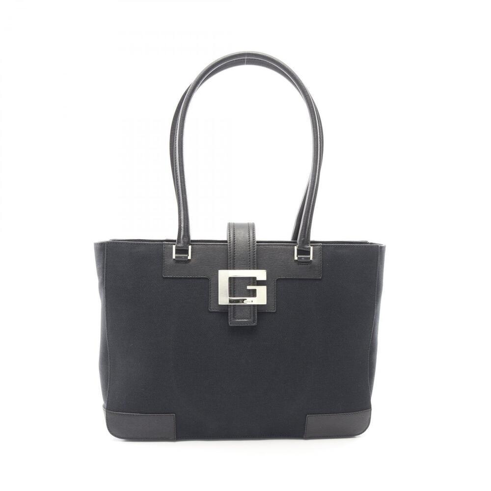 Gucci GG Tote Bag Canvas Leather Black